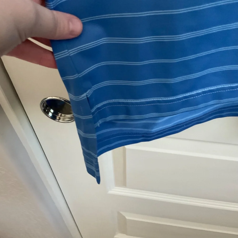 Men’s Adidas Golf Polo‎ - Blue and White Striped - Size XL